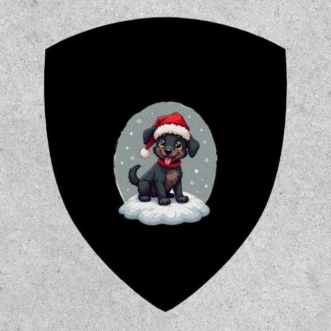 Black Labrador Christmas Santa Hat Xmas Pajama T-S Patch (Front)