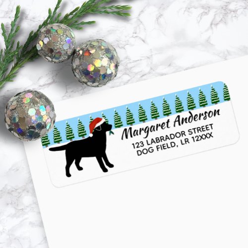 Black Labrador Christmas Santa Return Address Label