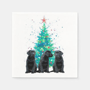 Black Labrador Christmas Tree Cute Dog Puppy Napkins