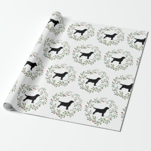Black Labrador Christmas Wreath Retriever Dog Wrapping Paper