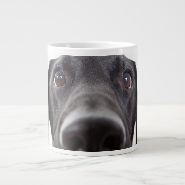 Black Labrador Closeup Portrait Giant Coffee Mug (Front)