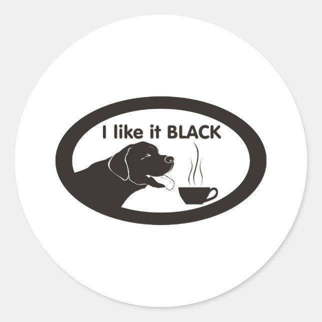 Black Labrador Coffee Theme Classic Round Sticker (Front)