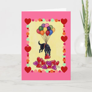 Black Labrador collecting LOVE (framed) Holiday Card