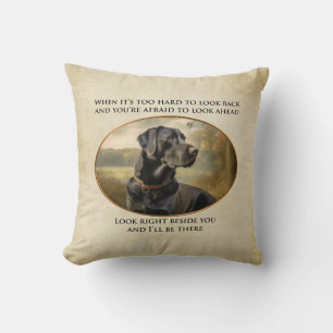 Black Labrador Comfort Quote Throw Pillow