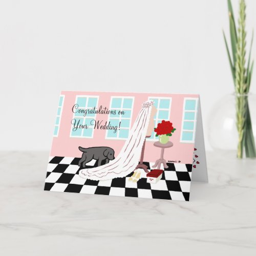 Black Labrador Congratulations Wedding Card