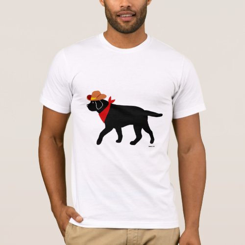 Black Labrador Cowboy Cartoon T_Shirt