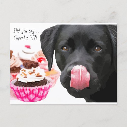 Black Labrador Cupcake _ Dog Birthday _ Black Lab Postcard