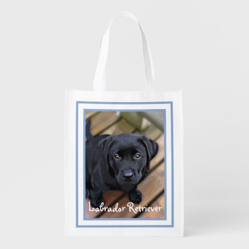 Black Labrador _ Cute Dog Black Lab Puppy Grocery Bag