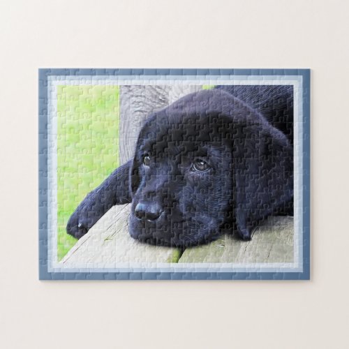 Black Labrador Cute Puppy Dog 11 x 14 Dog Lover Jigsaw Puzzle