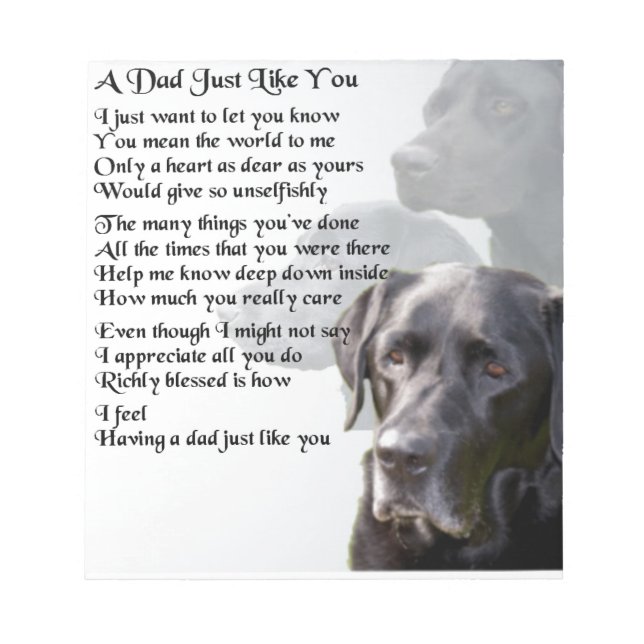 Black Labrador  Dad Poem Notepad (Front)