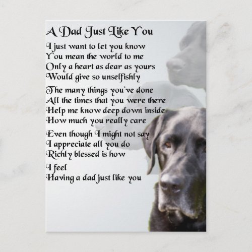 Black Labrador  Dad Poem Postcard