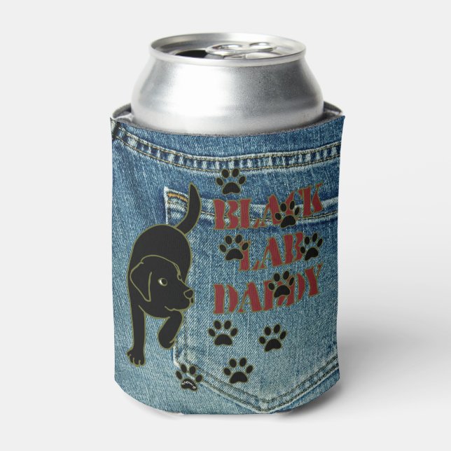 Black Labrador Daddy Can Cooler (Can Front)