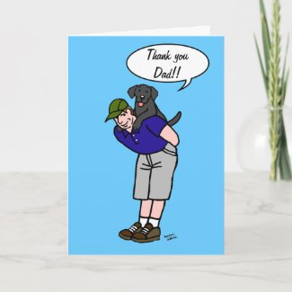 Black Labrador Daddy in Blue Card