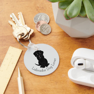 Black Labrador Design Any Colour Background Keychain