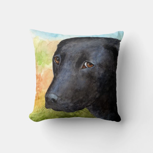 Black Labrador Dog 115 Throw Pillow (Front)