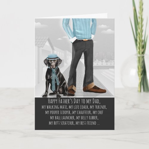 Black Labrador Dog and Dad for Father's Day Holiday Card
