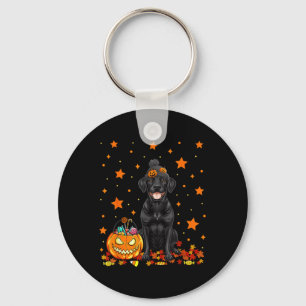 Black Labrador Dog And Pumpkin Candy Funny Keychain