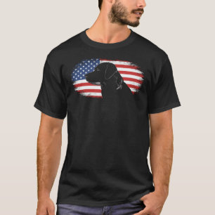 Black Labrador Dog And Usa Flag Thin Blue Line T-Shirt