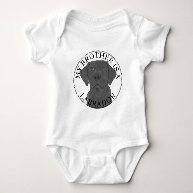 Black Labrador Dog Baby Bodysuit (Front)