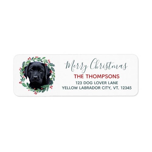 Black Labrador Dog Christmas Return Address Label