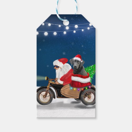 Black Labrador Dog Christmas Santa Claus   Gift Tags
