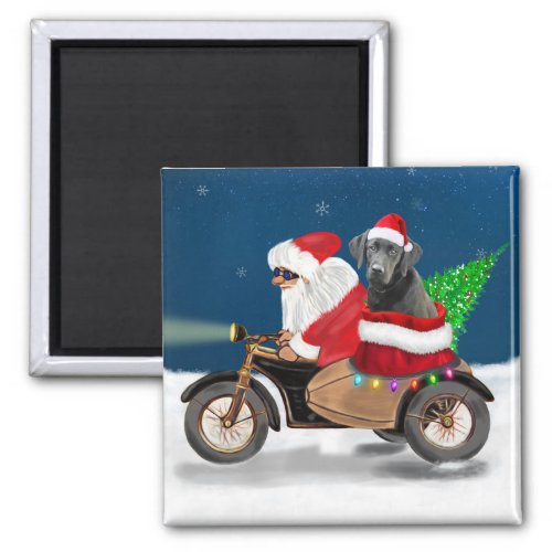 Black Labrador Dog Christmas Santa Claus   Magnet