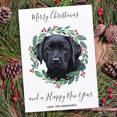 Black Labrador Dog Elegant Merry Christmas Holiday