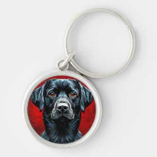 Black labrador dog keychain