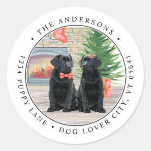 Black Labrador Dog Lover Christmas Return Address Classic Round Sticker