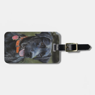 Black Labrador dog luggage tag