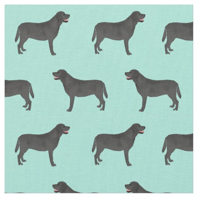 Black Labrador dog mint Fabric (Close Up)