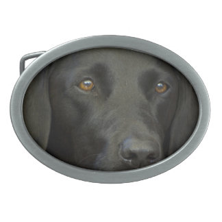 Black Labrador Dog Oval Belt Buckle