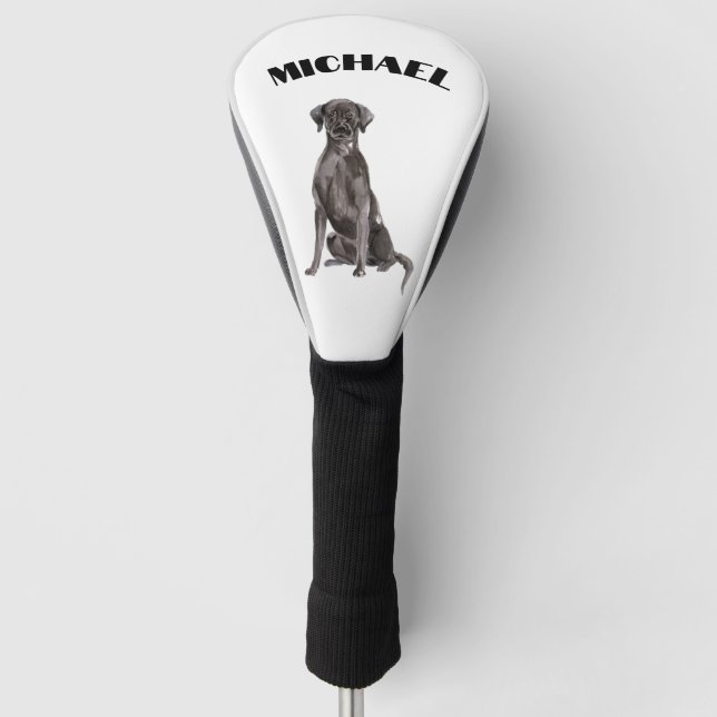 Black Labrador Dog Personal  Golf Head Cover (Front)