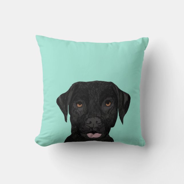 Black Labrador Dog Pillow - cute black lab (Front)