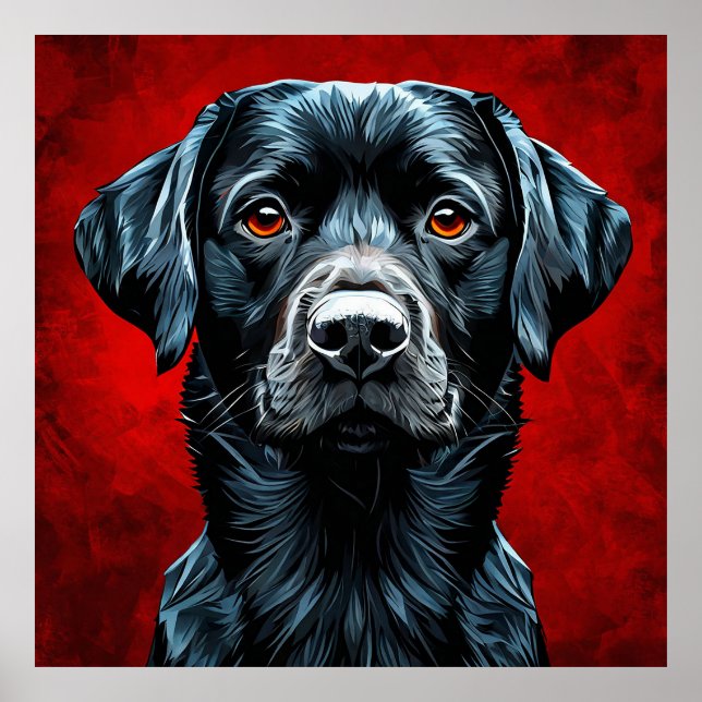 🐶 Black Labrador Dog Portrait For Pet Lovers Poster (Front)