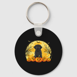 Black Labrador Dog Pumpkins Halloween Costume Men Keychain