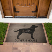 Black Labrador Dog Silhouette Rustic Style Custom