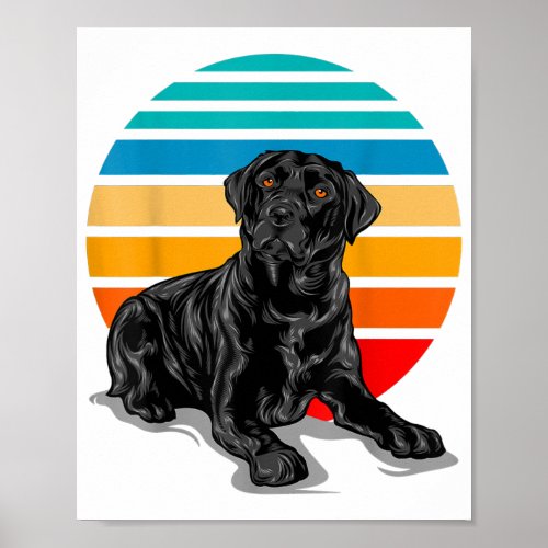 Black Labrador dog sunset vintage retro blac style Poster
