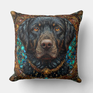 Black labrador dog throw pillow