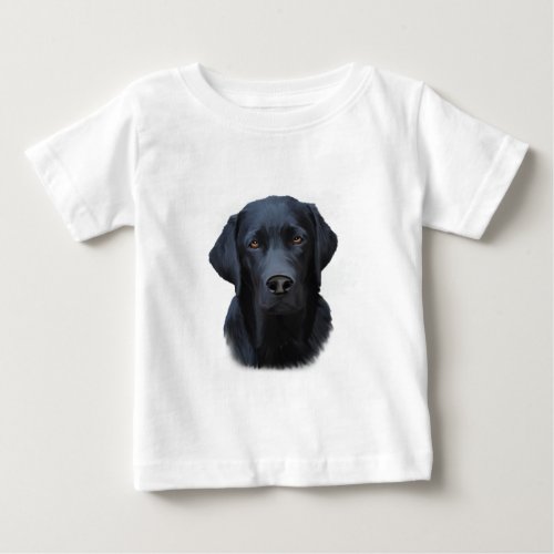 Black Labrador Dog Water Color Art Painting Baby T_Shirt
