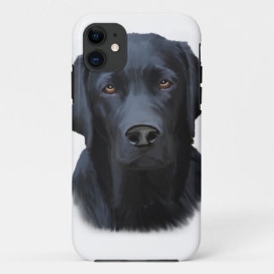 Black Labrador Dog Water Color Art Painting iPhone 11 Case