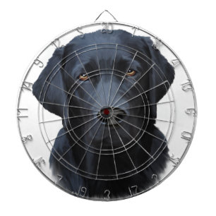Black Labrador Dog Water Color Art Painting Dartboard With Darts