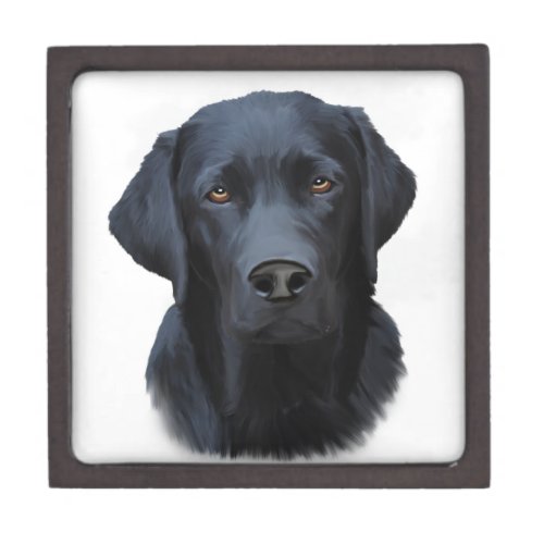 Black Labrador Dog Water Color Art Painting Jewelry Box