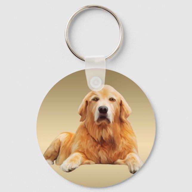 Black Labrador Dog Water Color Art Painting Keychain (Front)