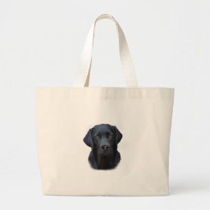 Black Labrador Dog Water Color Art Painting Large Tote Bag