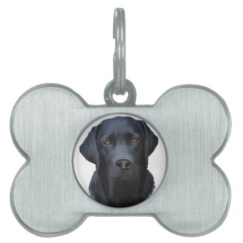 Black Labrador Dog Water Color Art Painting Pet Name Tag