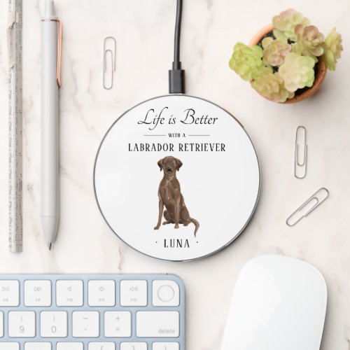 Black Labrador Dog WIRELESS CHARGER 