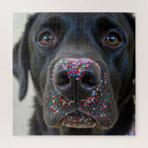 Black Labrador Dog With Sprinkles Jigsaw Puzzle