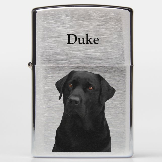 Black Labrador Dog Zippo Lighter (Front)