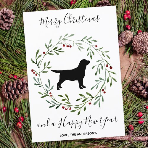 Black Labrador Elegant Dog Merry Christmas Holiday Card